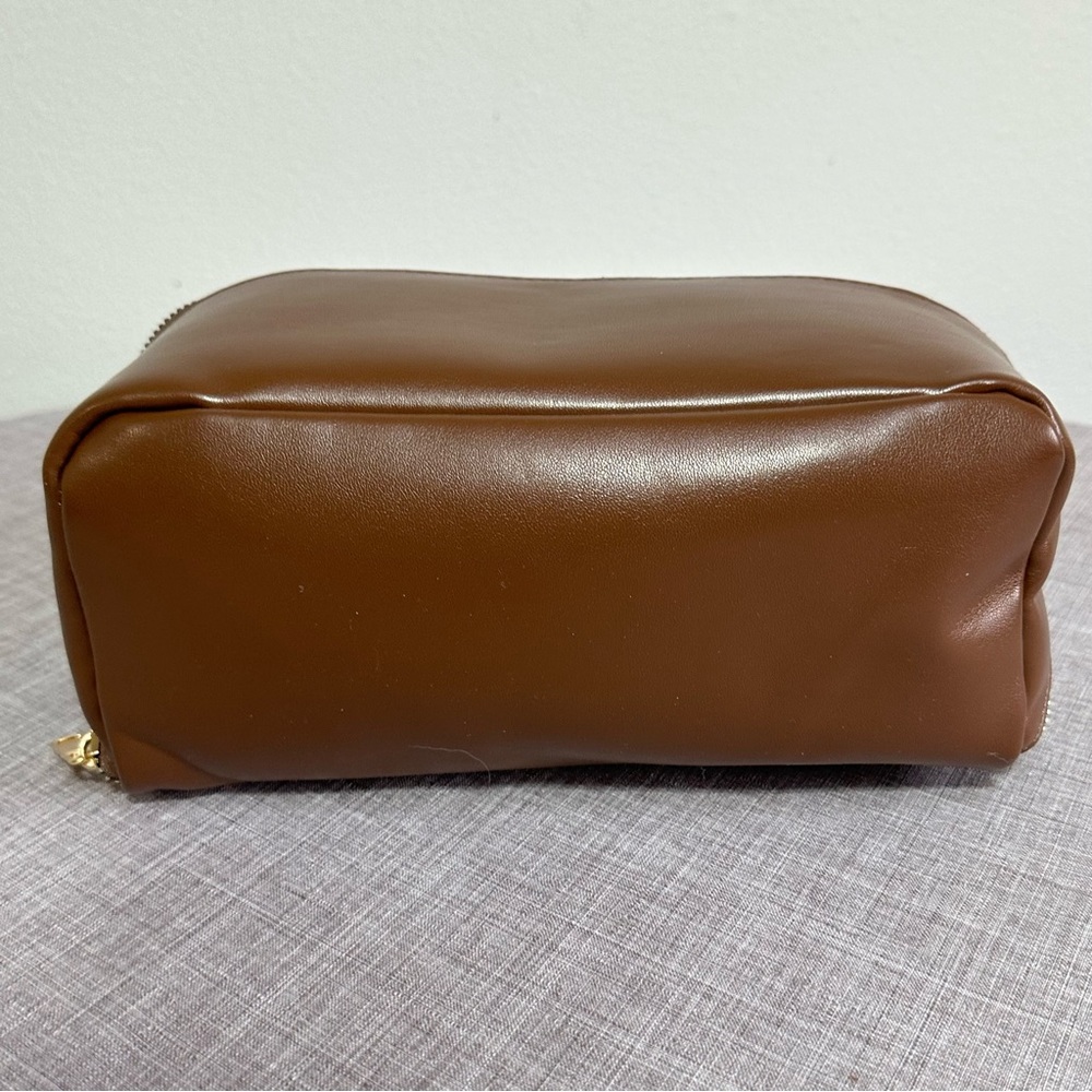 Dark brown Faux Leather Makeup Bag - Picture 3 of 7